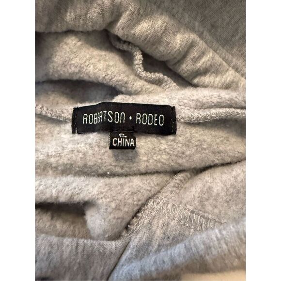 Robertson Rodeo Gray Hooded Sweatshirt with White Pleated Peplum Sz S Lagenlook - Picture 10 of 12